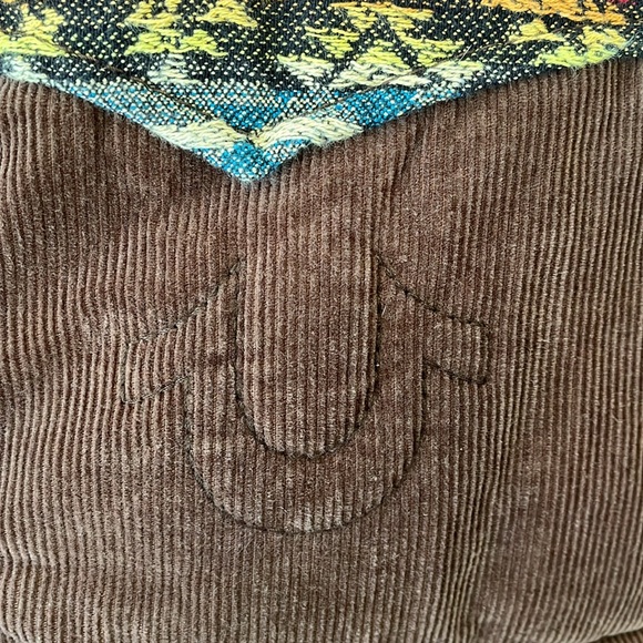 True Religion Aztec Puffer Vest Serape Yoke Men XL/TG Cotton Corduroy Brown Boho - Picture 7 of 16